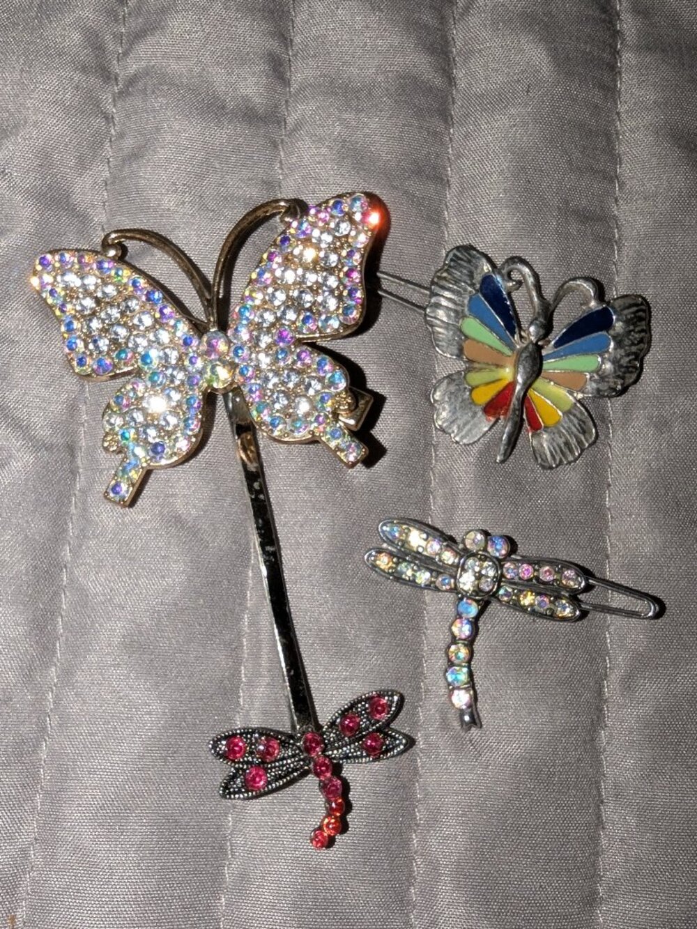 Butterfly & Dragonfly Hair Clips Rhinestone Enamel Barrettes 6499